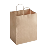 10" x 6.75" x 12" Natural Kraft Paper Customizable Shopping Bag with Handles - (250/Case)