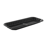 14 9/10'' x 5 1/2'' x 9/10'' Black PET Plastic Meat Trays - (200/Case)