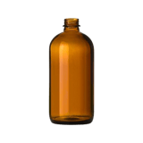 16 oz Amber Boston Round Bottle With 28-400 Neck Finish - (60/Case)