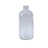 16 oz. Clear Boston Round Glass Bottle 28-400 Neck Finish - (12/Case)