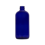 16 oz. Cobalt Blue Boston Round Glass Bottle 28-400 Neck Finish - (12/Case)