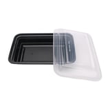 16 oz. Heavy Weight Black PP Plastic Rectangular Food Container​ with Lid, Microwavable - (150/Case)