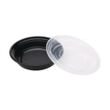 16 oz. Heavy Weight Black PP Plastic Round Food Container​ with Lid, Microwavable - (150/Case)