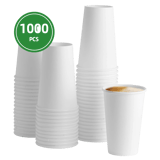 16 oz. White Poly Paper Hot Cups - (1000/Case)