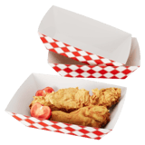2 lb. Red & White Checkered Pattern Paper Food Trays - (1000/Case)