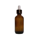 2 oz. (60 ml) Amber Boston Round Glass Bottle with White Bulb & Rose Gold Dropper - (49/Case)