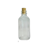2 oz. (60 ml) Clear Boston Round Glass Bottle with Cork Stopper - (49/Case)