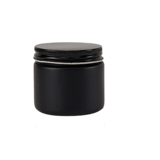 2 oz. Black Matte Glass 53-400 Straight Sided Round Jar with Black Metal Lid - (24/Case)
