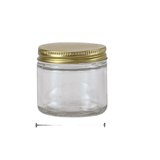 2 oz. Clear Glass 53-400 Straight Sided Round Jar with Gold Metal Lid - (24/Case)