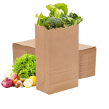 20 lb Kraft Paper Bags 8.2" x 5.3" x 16.1" - (500/Case)