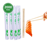 8.3" Paper Wrapped Round Bamboo Twin Chopsticks - (2000/Case)