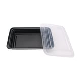 28 oz. Heavy Weight Black PP Plastic Rectangular Food Container​ with Lid, Microwavable - (150/Case)