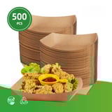 3 lb. Natural Eco Kraft Food Trays Grease & Water Resistant - (500/Case)