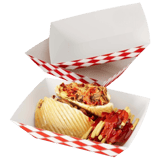 3 lb. Red & White Checkered Pattern Paper Food Trays - (500/Case)