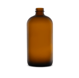 32 oz Amber Frosted Glass Boston Round Bottle 28-400 Neck Finish