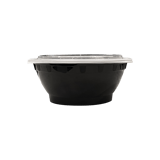32 oz. Black Round Microwavable Heavy Weight Bowl with Clear Lid - (150/Case)