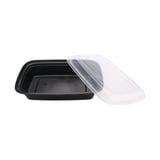 32 oz. Black Microwavable PP Plastic Rectangular Food Container​ with Lid - (150/Case)