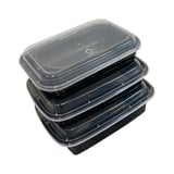 32 oz. Black Rectangular Food Container​ with Vented Lid, Microwavable - (150/Case)