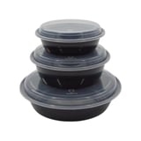 32 oz. Black Round Food Container​ with Vented Lid, Microwavable - (150/Case)
