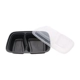 32 oz. Microwavable PP Plastic Rectangular Food Container​ with Lid, 2-compartment - (150/Case)