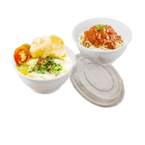 36 oz. White Round Microwavable Heavy Weight Plastic Bowls with Lids - (150/Case)