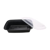38 oz. Black Microwavable PP Plastic Rectangular Food Container​ with Lid - (150/Case)