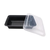 38 oz. Black Microwavable PP Plastic Rectangular Food Container​ with Lid, Heavy Weight - (120/Case)