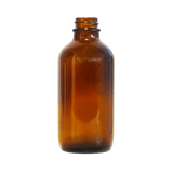 4 oz Amber Boston Round Glass Bottle with 24-400 Neck Finish - (128/Case)