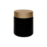 4-oz-black-matte-glass-58-400-straight-sided-round-jar-with-brushed-gold-lid-and-sealing-disc-liner-24case