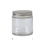4 oz. Clear Glass 58-400 Straight Sided Round Jar with Silver Metal Lid - (24/Case)