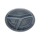 40 oz. Black Microwavable PP Plastic Round Food Container​ with Lid, 3-compartment, Heavy Weight - (100/Case)