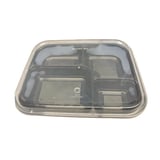 44 oz. Heavy Weight Black PP Plastic Rectangular 4-Compartment Container with Lid​, Microwavable - (100/Case)
