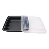 48 oz. Heavy Weight Black PP Plastic Rectangular Food Container​ with Lid, Microwavable - (150/Case)