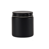 4oz. Black Matte Glass 58-400 Straight Sided Round Jar with Black Metal Lid - (24/Case)