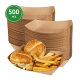 5 lb. Natural Eco Kraft Food Trays Grease & Water Resistant - (500/Case)