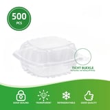 6" Clear Plastic Hinged Take-Out Containers 5.94" x 5.83" x 3" - (500/Case)