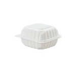 6" x 6" x 3" 1-Compartment Microwaveable White Mineral-Filled Plastic Hinged Take-Out Containers - (300/Case)