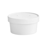 6 oz White Double Poly-Coated Paper Food Cup with Vented Paper Lid - (250/Case)