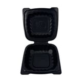 6" x 6" Black TFPP Plastic Clamshell To-Go Container - (150/Case)
