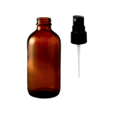 60ml (2 oz) Amber Boston Round Glass Bottle with 20-400 Black Ribbed Fine Mist Sprayer - (240/Case)