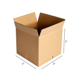 7" x 7" x 7" Corrugated Shipping Box – Kraft 32 ECT, Single Wall - (25/Bundle)