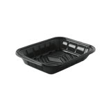 8 7/10'' x 6 3/5'' x 1 1/2'' Black PET Plastic Meat Trays - (500/Case)