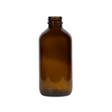 8 oz. Amber Boston Round Glass Bottle 28-400 Neck Finish - (12/Case)