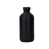 8 oz. Black Matte Boston Round Glass Bottle with Black Cap - (12/Case)