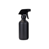 8 oz. Black Matte Boston Round Glass Bottle with Black Trigger Sprayer - (12/Case)