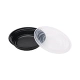8 oz. Black Microwavable PP Plastic Round Food Container​ with Lid, Heavy Weight - (120/Case)