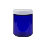 8 oz. Cobalt Blue Glass 70-400 Straight Sided Round Jar with PP White Lid - (24/Case)