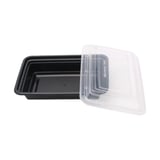 8 oz. Heavy Weight Black PP Plastic Rectangular Food Container​ with Lid, Microwavable, - (150/Case)
