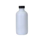 8 oz. White Matte Boston Round Glass Bottle with Black Cap - (12/Case)
