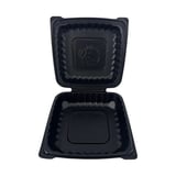 8" x 8" Black TFPP Plastic Clamshell To-Go Container - (110/Case)